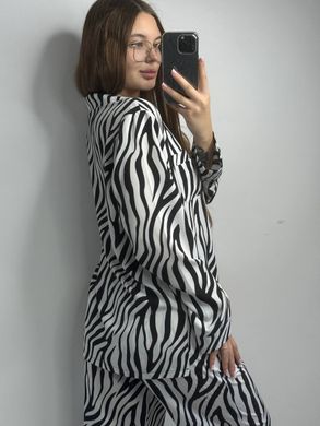 Фото Костюм женский из софта рубашка + штаны Зебра Черно-Белая