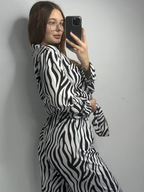 Фото Костюм женский из софта рубашка + штаны Зебра Черно-Белая