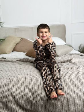 Фото Пижамный комплект детский Штаны + Рубашка Абстракция Золото Fendi д207/23