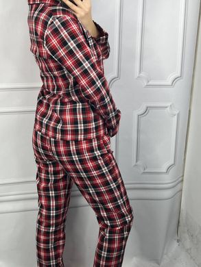 Фото Женский домашний костюм-пижама 100% Хлопок Брюки + Рубашка Красный с Белым 030-48-11
