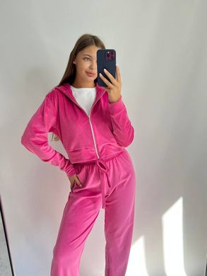 Фото Жіночий велюровий спортивний костюм на блискавці з каптуром Лайт Рожевий