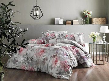 Фото Сатиновое постельное белье TAC Saten Digital Elisha Pembe 100% Хлопок