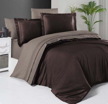 Фото Постільна білизна First Сhoice De Luxe 100% Бавовна Сатин Люкс Dark Brown/Mink Шоколад m017875