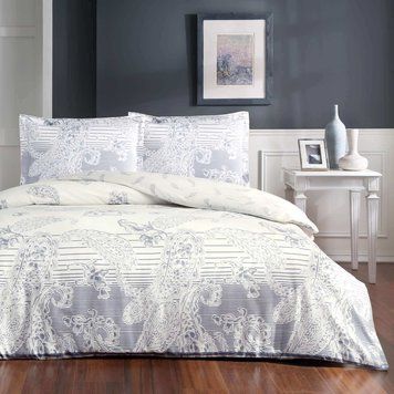 Фото Комплект постільної білизни TAC 100% Бавовна Сатин Paisley Indigo р-60294174