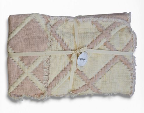 Фото Покрывало муслиновое Moss Ivory Muslin Pudra Ромбики
