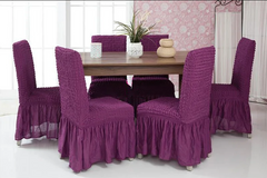 Фото Набор из 6-ти натяжных чехлов для стульев с юбкой Turkey № 8 Фиолетовый