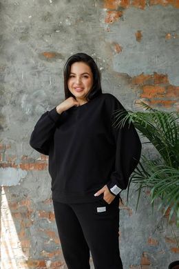 Фото Черный женский трикотажный спортивный костюм Хлопок Футер Петля
