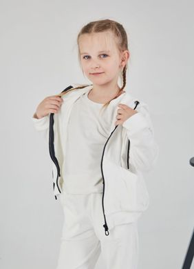 Фото Дитячий спортивный велюровый костюм на молнии с капюшоном Кокосовый 300