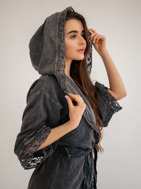 Фото Жіночий бавовняний халат 100% Бавовна Buldans Misk Antrasit Темно-сірий