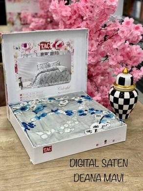 Фото Комплект постельного белья TAC 100% Хлопок Сатин Digital Deana Blue Голубой