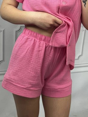 Фото Женская муслиновая пижама Шорты и Рубашка Розовая