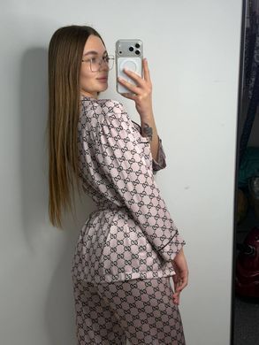 Фото Жіночий домашній костюм Шовк Армані Штани + Халат Чорний 148/23 Fendi 148/23f-XS/S
