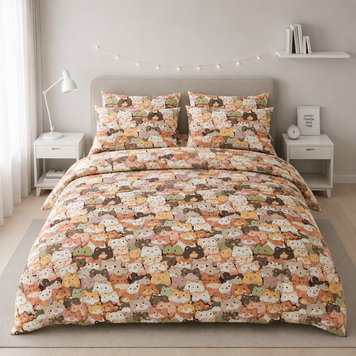 Фото Постільна білизна Cozy Pals 100% Бавовна Бязь Люкс з котиками 101460 Selena Селена Мурлики