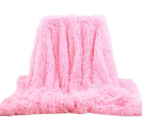 Фото Меховое плед-покрывало Травка  Розовый 220x240
