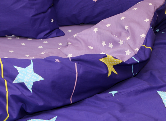 Фото Комплект постельного белья ТМ TAG Сатин Blue Starfall Звездопад