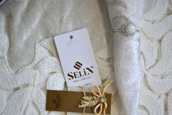 Фото Велюрова скатертина з ранером Selin Beste Set Кремова 33199