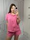 Фото №1 из 9 товара Женская муслиновая пижама Шорты и Рубашка Розовая