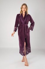 Фото Женский велюровый халат с кружевной отделкой Nusa 0383 Violet Фиолетовый