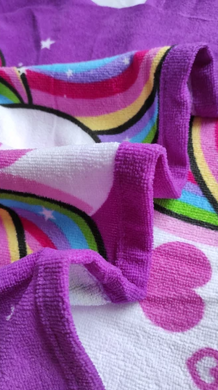 Фото Детское махровое полотенце-пончо с капюшоном Home Brand Единорог Фиолетовое