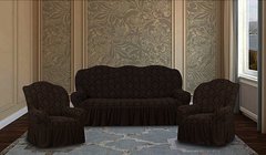 Фото Жакардовий чохол для 2-3х містного дивана + 2 крісла Turkey № 11 Темний Шоколад