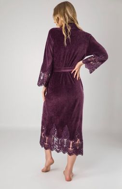 Фото Жіночий велюровий халат з мереживною обробкою Nusa 0383 Violet Фіолетовий