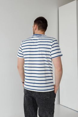 Фото Чоловіча базова футболка в смужку 100% Бавовна Темно-синя 079/22 темно синій