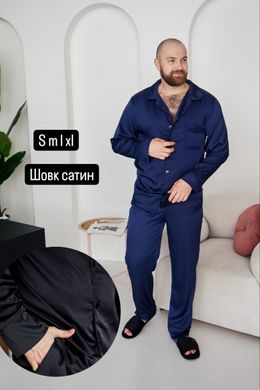 Фото Мужская сатиновая пижама шелк на пуговицах Штани + Кофта