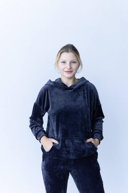 Фото Женский спортивный велюровый костюм с капюшоном V.Velika Темно-синий