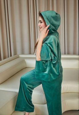 Фото Жіночий велюровий костюм з штанами палаццо  Зелене Яблуко 616