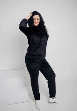 Фото Жіночий спортивний велюровий костюм на блискавці з каптуром Чорний 617