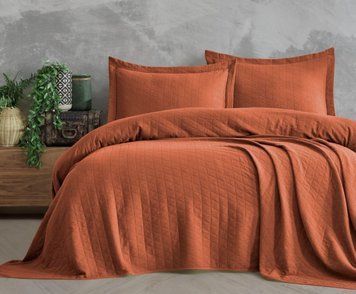 Фото Хлопковое Покрывало с наволочками Saheser Tile red