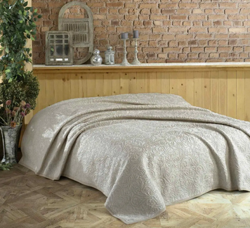 Фото Акриловый однотонный плед-покрывало Sesli Coffe Кофейный