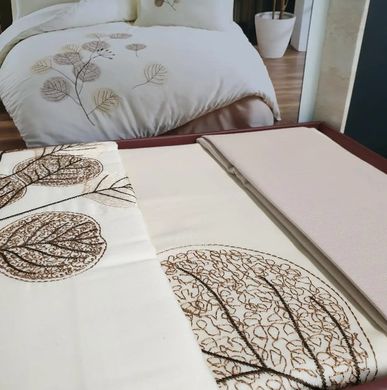 Фото Комплект постельного белья с вышивкой Сатин Delux Zeron Бежевый Лес