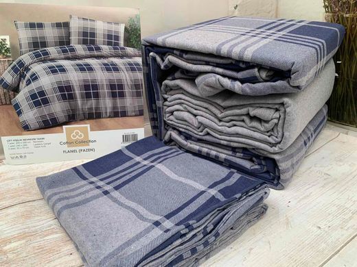 Фото Комплект постельного белья Фланель Cotton Collection Kare Cizgi Blue