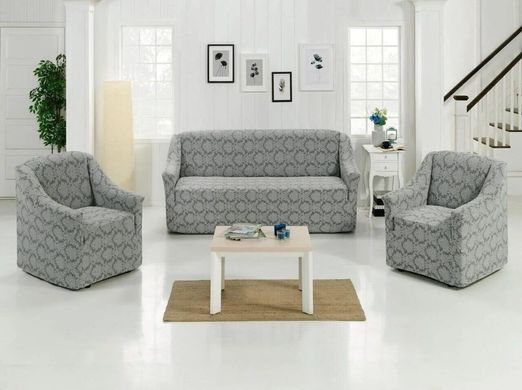 Фото Жакардовий чохол для 2-3х містного дивана Без Спідниці Світло-сірий