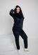 Фото №3 з 7 товару Жіночий спортивний велюровий костюм на блискавці з каптуром Чорний 617