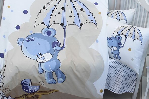 Фото Постільна білизна в дитяче ліжечко 100% Бавовна Umbrella Blue