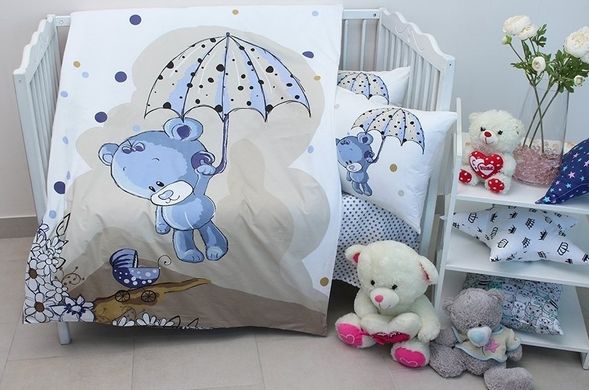 Фото Постільна білизна в дитяче ліжечко 100% Бавовна Umbrella Blue