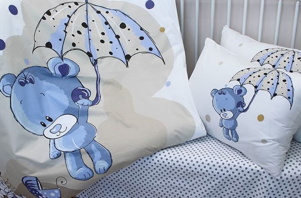 Фото Постельное белье в детскую кроватку 100% Хлопок Umbrella Blue