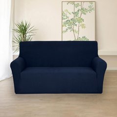 Фото Универсальный трикотажный чехол на диван трехместный Corn Fleece Темно-Синий