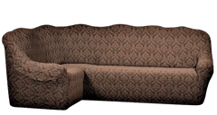 Фото Жаккардовый чехол для углового дивана + кресло Без Юбки Turkey № 12 Шоколад