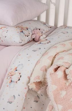 Фото Постільний набір плед та білизна для новонароджених Saheser Baby Pique Set Unicorn Pudra 41482