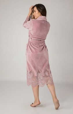 Фото Женский велюровый халат с кружевной отделкой Nusa 4095 Розовая Пудра