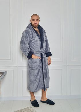Фото Чоловічий халат з каптуром Welsoft Сірий  4002