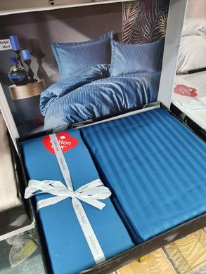 Фото Комплект постільної білизни Sateen Stripe Cotton Box Blue Синій