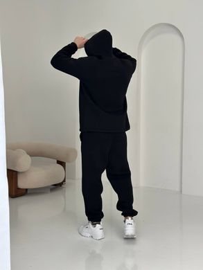 Фото Теплый мужской спортивный костюм Футер на флисе Черный