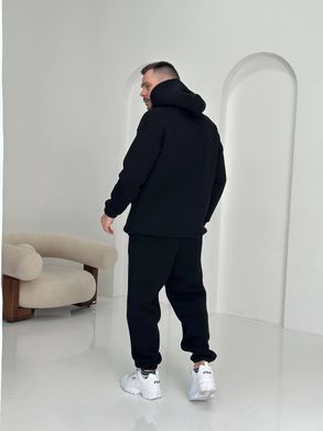 Фото Теплый мужской спортивный костюм Футер на флисе Черный