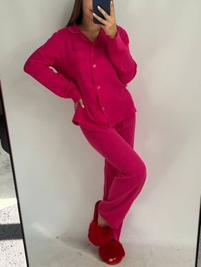 Фото Женская муслиновая пижама Брюки + Рубашка Малиновая