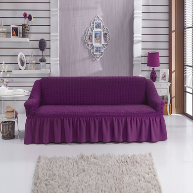 Фото Універсальний чохол для 2-х-3-х містного дивана з спідницею Turkey № 8 Фіолетовий