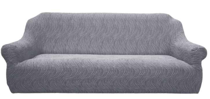 Фото Жаккардовый чехол для дивана Волна Светло-серый